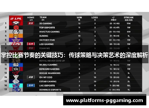 掌控比赛节奏的关键技巧：传球策略与决策艺术的深度解析